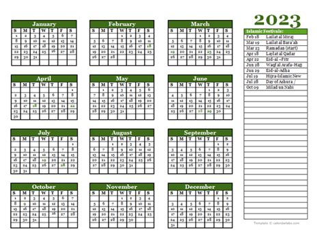 islamic calendar 2023 holidays